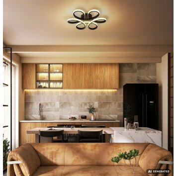 Globo Orbita LED modern curved ceiling light for dining room and living room