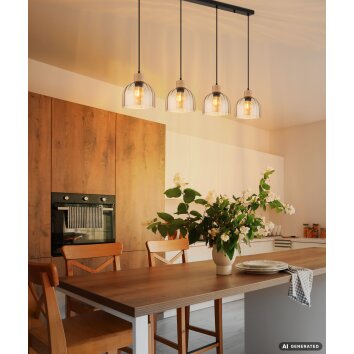 Globo Swanson 4-light pendant light, E27, dining table pendant light, 113 cm long