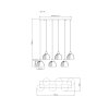 Globo Swanson längliche 6-flammige Esstisch-Hängeleuchte mit E27, 105 cm, 40 Watt