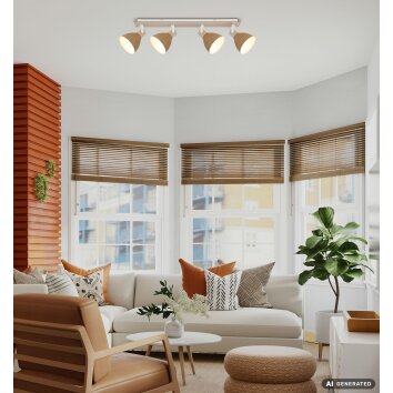 Globo Lyndon ceiling spotlight bar, 4-light modern angular E14 ceiling light