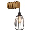 Globo Berti industrial wall light with cage, log-style mount, E27, 40 W, cord switch
