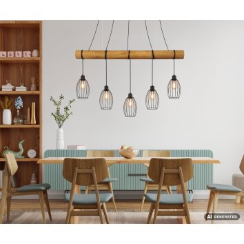 Globo Berti industrial bar pendant light, 5-light pendant light for dining room and kitchen