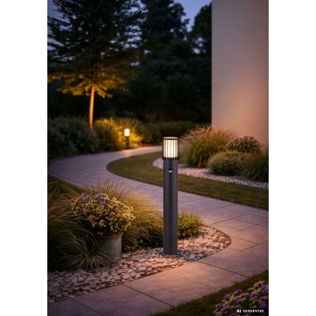 Globo Mervin modern outdoor bollard light with motion sensor, E27, 65 cm