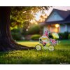 Globo SOZWE LED decorative solar garden stake light dwarf on bicycle with switch