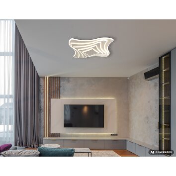 Globo Octavio LED Square Flush Mount Ceiling Light, Remote Control, 42W 5250lm 2700-6000K