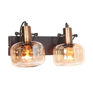 Steinhauer Wall Light Glaslic with adjustable amber glass shades for bedside reading