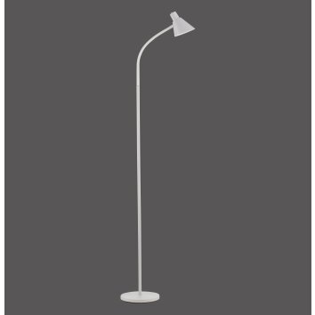 Leuchten Direkt adjustable LED floor lamp PIXIE with curved arm and white shade