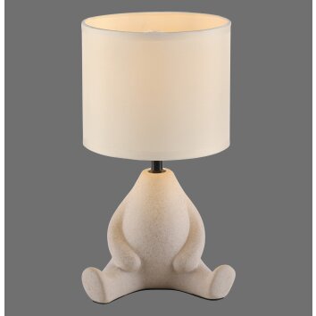 Leuchten Direkt beige table lamp TED, 3000 Kelvin warm white, seated-figure base
