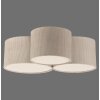 Leuchten Direkt Ceiling Light DURO, 3 beige ribbed fabric shades, 3000 Kelvin warm white