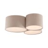 Leuchten Direkt Ceiling Light DURO, 3 beige ribbed fabric shades, 3000 Kelvin warm white