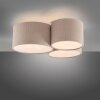 Leuchten Direkt Ceiling Light DURO, 3 beige ribbed fabric shades, 3000 Kelvin warm white