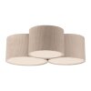 Leuchten Direkt Ceiling Light DURO, 3 beige ribbed fabric shades, 3000 Kelvin warm white