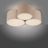 Leuchten Direkt Ceiling Light DURO, 3 beige ribbed fabric shades, 3000 Kelvin warm white