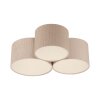 Leuchten Direkt Ceiling Light DURO, 3 beige ribbed fabric shades, 3000 Kelvin warm white