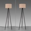 Leuchten Direkt tripod floor lamp DURO with beige fabric shade, Scandinavian style