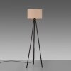 Leuchten Direkt tripod floor lamp DURO with beige fabric shade, Scandinavian style