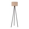 Leuchten Direkt tripod floor lamp DURO with beige fabric shade, Scandinavian style