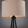 Leuchten Direkt tripod floor lamp DURO with beige fabric shade, Scandinavian style