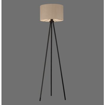 Leuchten Direkt tripod floor lamp DURO with beige fabric shade, Scandinavian style