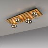 Leuchten Direkt ceiling light GERDA with wood slats and 4 smoke-coloured shades
