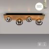 Leuchten Direkt ceiling light GERDA with wood slats and 4 smoke-coloured shades