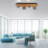 Leuchten Direkt ceiling light GERDA with wood slats and 4 smoke-coloured shades