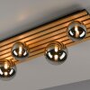Leuchten Direkt ceiling light GERDA with wood slats and 4 smoke-coloured shades