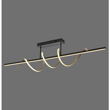 Leuchten Direkt modern LED ceiling light EMANDA with brass waves, 3000 Kelvin warm white