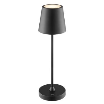 Brilliant modern LED table lamp Elora with conical black shade, 2700 Kelvin warm white