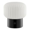 Brilliant RGB LED table lamp Sarastro, ribbed white shade, 2700 Kelvin warm white