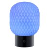 Brilliant LED Table Lamp Sarastro diamond pattern white shade, RGB, 2700 Kelvin warm white
