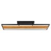 Brilliant LED linear ceiling light Thunder, dark wood panel, 3000 Kelvin warm white