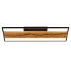 Brilliant LED linear ceiling light Thunder, dark wood panel, 3000 Kelvin warm white