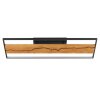 Brilliant LED linear ceiling light Thunder, dark wood panel, 3000 Kelvin warm white