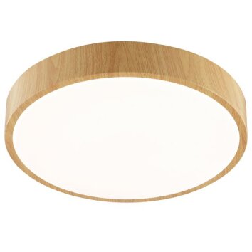Brilliant LED ceiling light Teranon, round light-wood-colored rim, 3000 Kelvin warm white