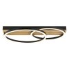 Brilliant LED ceiling light Calma with overlapping oval frames and dark wood slats