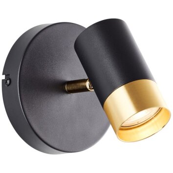 Brilliant cylindrical wall spotlight Vigolo, swivelling, 3000 Kelvin warm white, gold shade