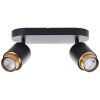 Brilliant Ceiling Spotlight Covelo, 2 Rotating Heads, Gold Trim, 3000 Kelvin Warm White