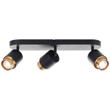 Brilliant ceiling spotlight Covelo, rotating heads, gold rims, 3000 Kelvin warm white