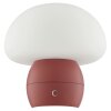 Brilliant LED Table Lamp Dupos, white mushroom shade, red base, 2700 Kelvin warm white