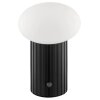 Brilliant LED table lamp Venti, fluted base, white glass shade, 3000 Kelvin warm white