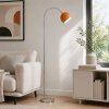 Brilliant Arc Floor Lamp Helen with curved chrome arm and orange metal dome shade