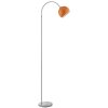 Brilliant Arc Floor Lamp Helen with curved chrome arm and orange metal dome shade