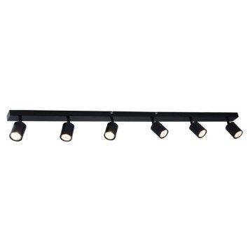 Brilliant six-light ceiling light Ecco with cylindrical heads on a straight rail