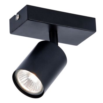 Brilliant Wall light Ecco with a black cylindrical head and rectangular wall plate