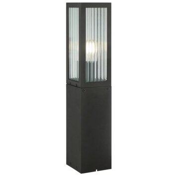 Brilliant Bollard light Getta with black ribbed glass panels for the house entrance