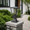 Brilliant modern lantern-style pedestal light Westcliff, anthracite metal, clear glazing