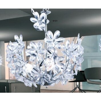 Globo JULIANA hanging light chrome, transparent, clear, 3-light sources