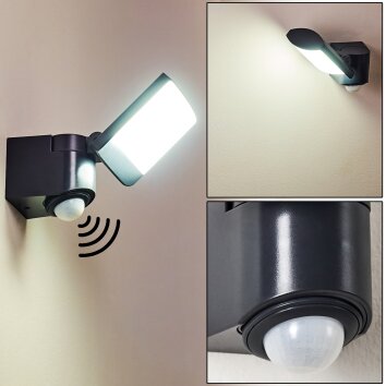 Outdoor Wall Light Larvik LED anthracite, 1-light source, Motion sensor