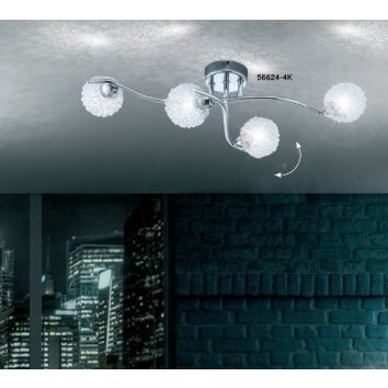 Globo ORINA ceiling light chrome, white, 4-light sources